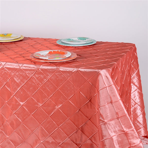 CORAL 90 inch x 156 inch PINTUCK Tablecloth