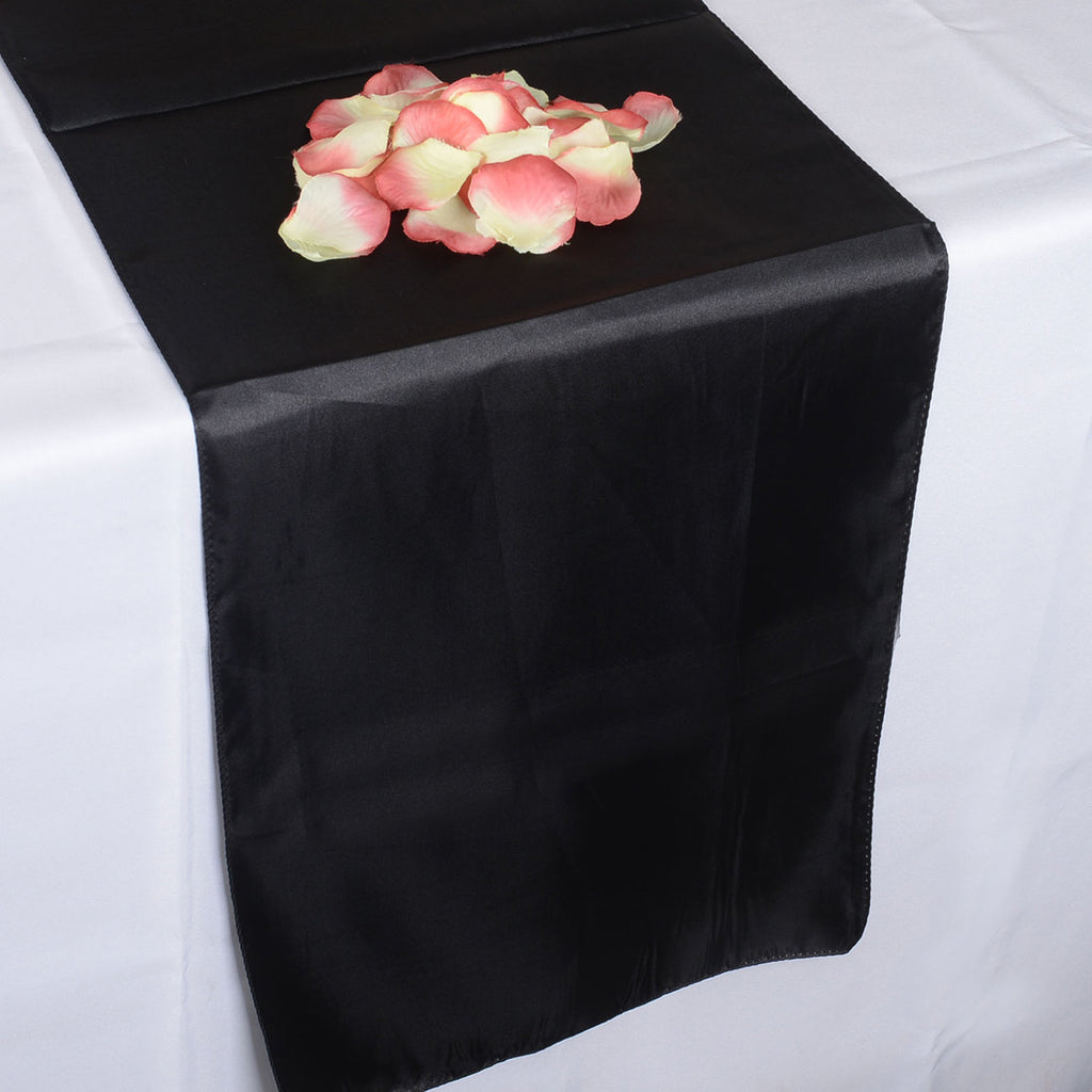 BLACK SATIN Table Runner - ( 12 inch x 108 inches )