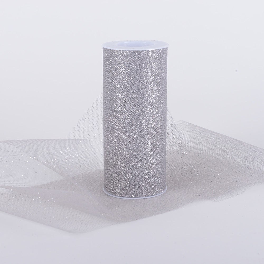 SILVER Glitter Tulle 6x10 Yards