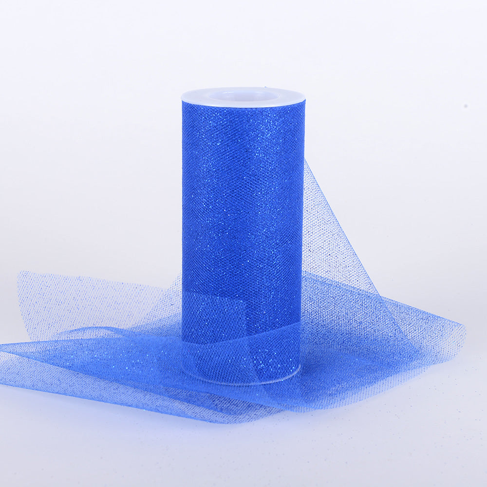 Royal Blue Premium Glitter Tulle Fabric ( W: 6 Inch | L: 10 Yards )