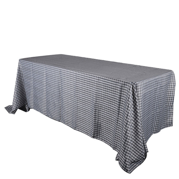 Grey - Checkered/ Plaid Rectangle Tablecloths - ( 58 inch x 126 inch )