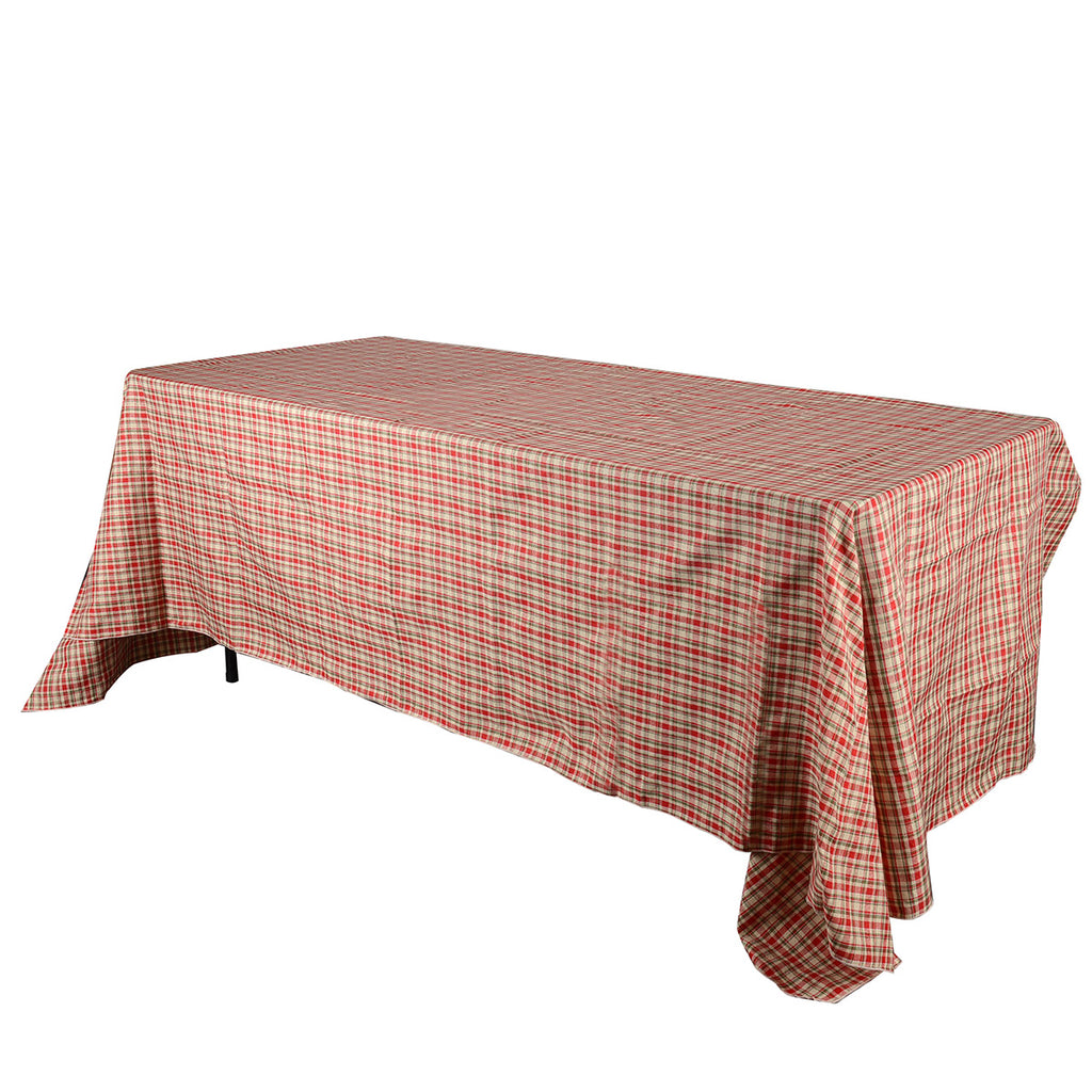 Red - Checkered/ Plaid Rectangle Tablecloths - ( 58 inch x 126 inch )