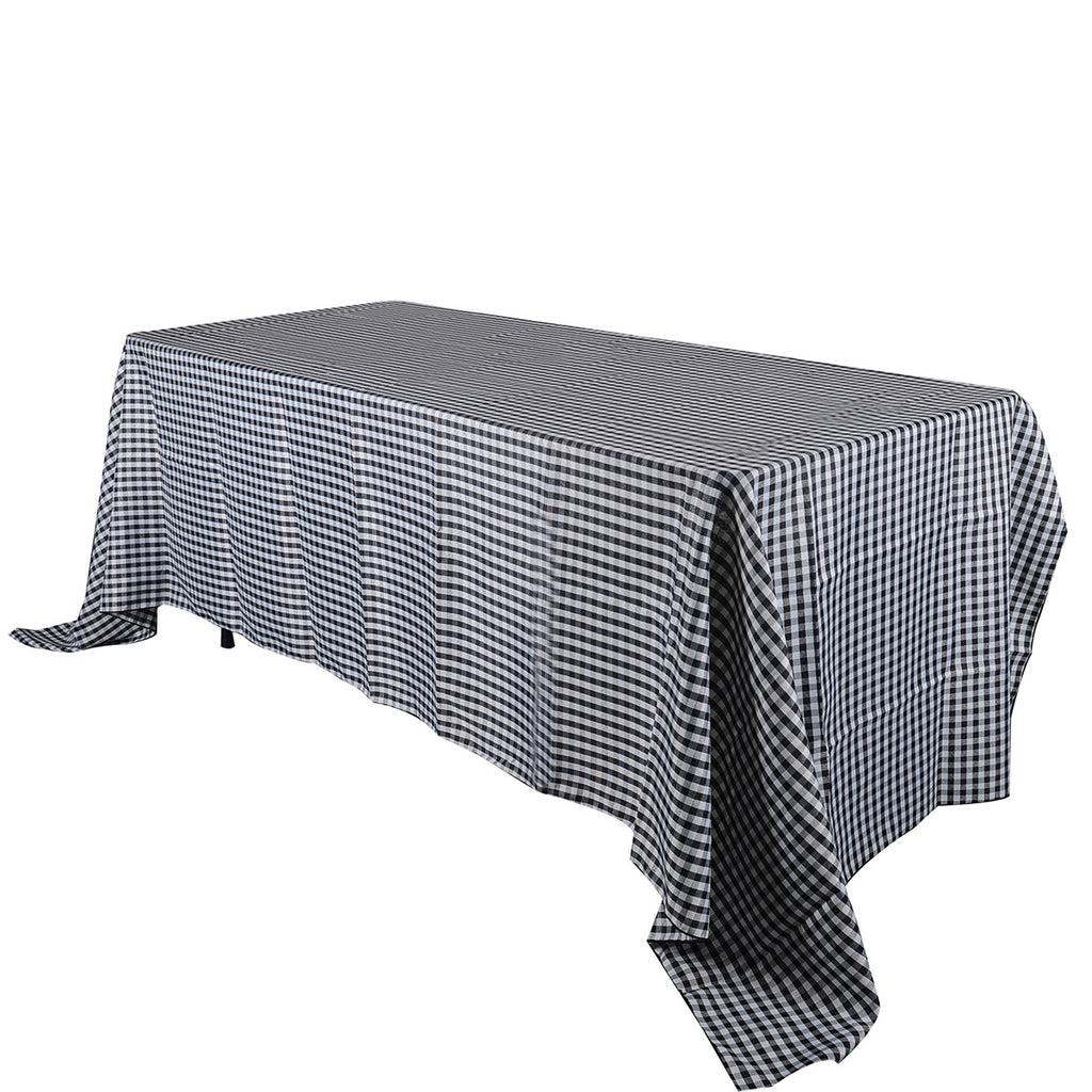 Black - Checkered/ Plaid Rectangle Tablecloths - ( 58 inch x 126 inch )