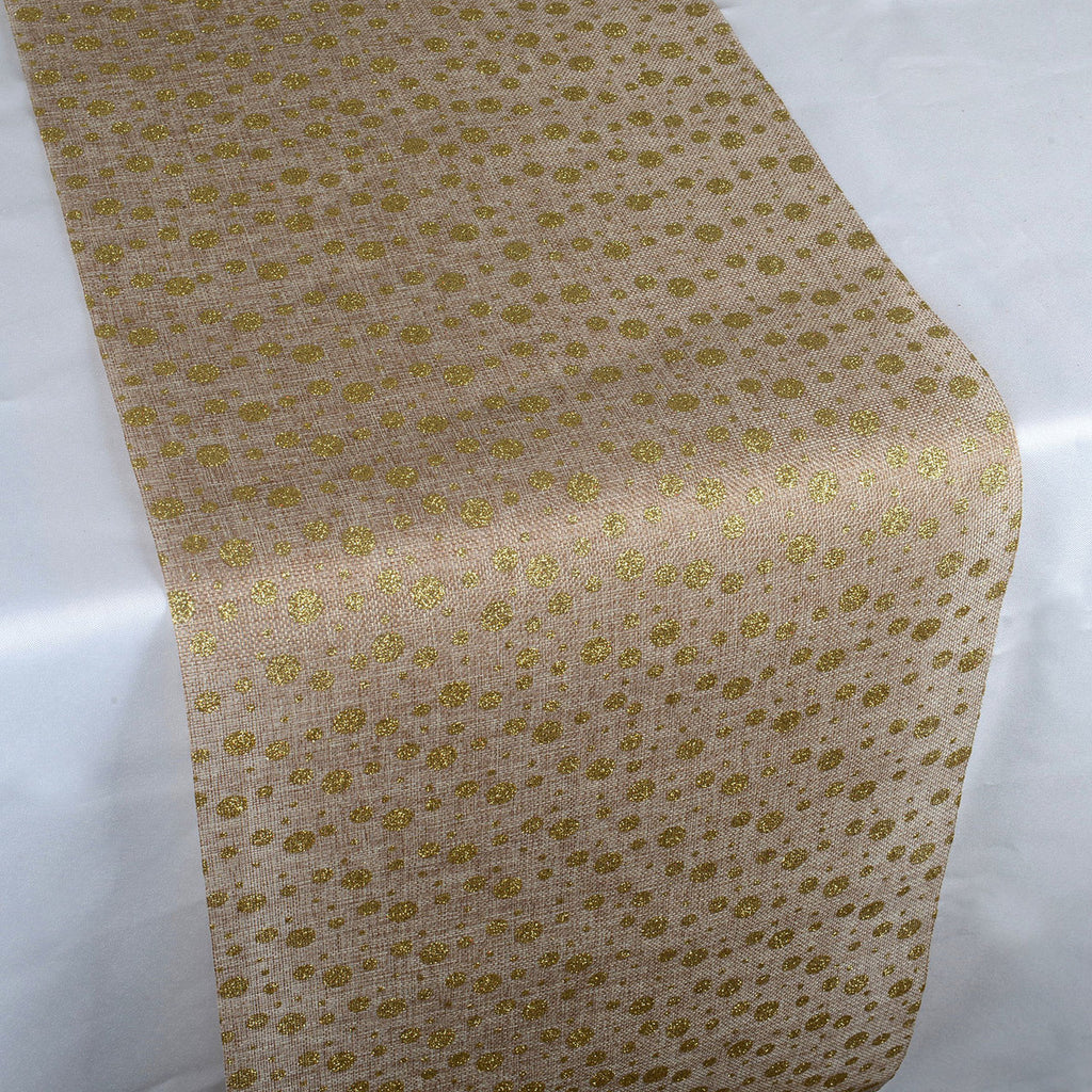 Shiny Dots Faux Burlap Jute Table Runner ( 14 inch x 108 inches )