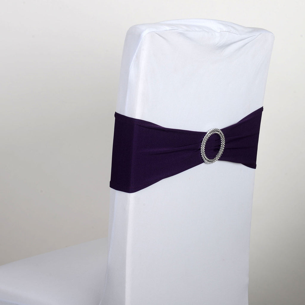 Spandex Chair Sash with Buckle - Plum 5 pieces