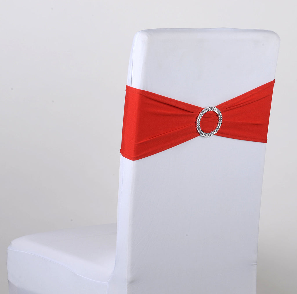 Red Spandex Chair Sash w. Buckle 5 pieces Your Wedding Linen