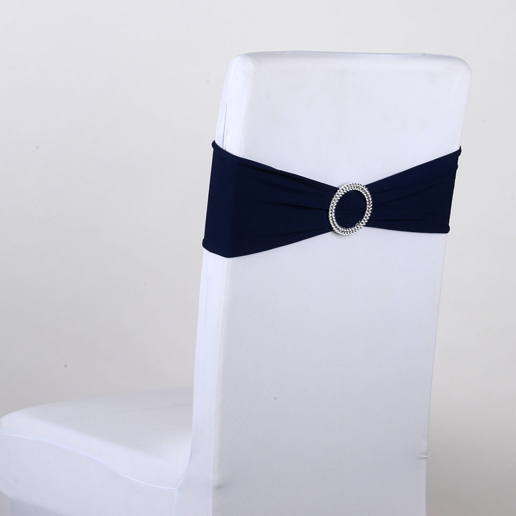 Navy Blue Spandex Chair Sash w. Buckle 5 pieces