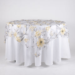 72''x72'' Organza with Flower Print Overlay