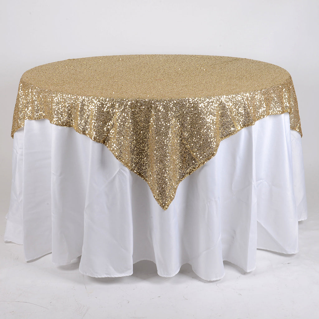 Champagne 72 Inch x 72 Inch SQUARE Duchess SEQUIN Overlay