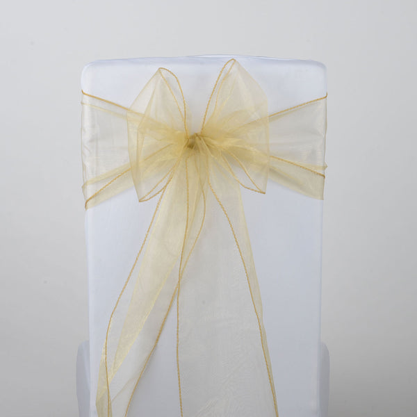 GOLD ORGANZA Chair Sash 10 Pieces