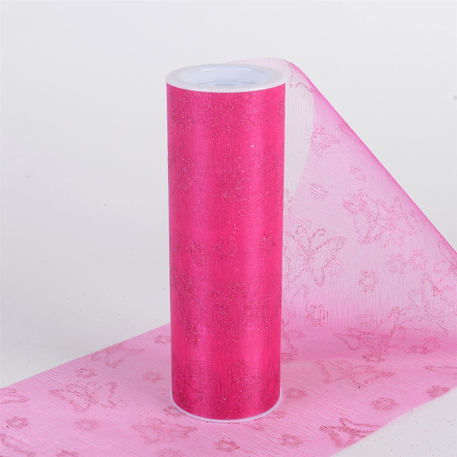 Glitter Butterfly ORGANZA Roll FUCHSIA