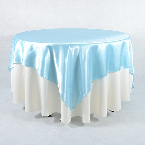 Light Blue 90 Inch x 90 Inch SQUARE SATIN Overlays