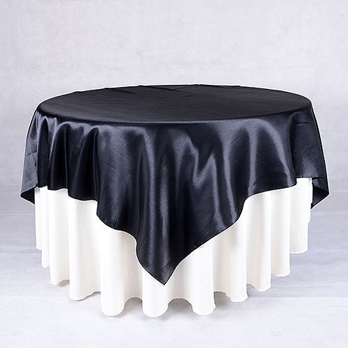 BLACK 90 Inch x 90 Inch SQUARE SATIN Overlays