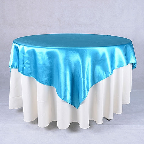 TURQUOISE 90 Inch x 90 Inch SQUARE SATIN Overlays