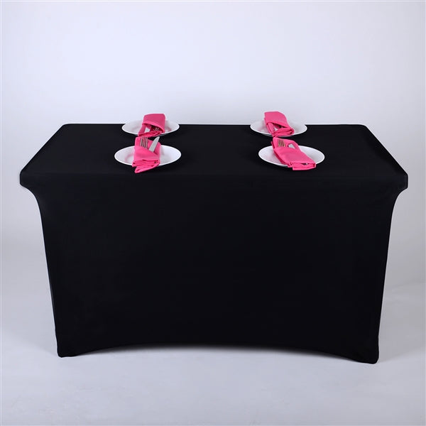 BLACK 4 Ft Rectangular Spandex Table Cover