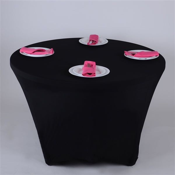 BLACK 8 Seat ROUND Spandex Tablecloths