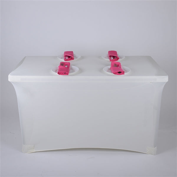 IVORY 8 Ft Rectangular Spandex Table Cover