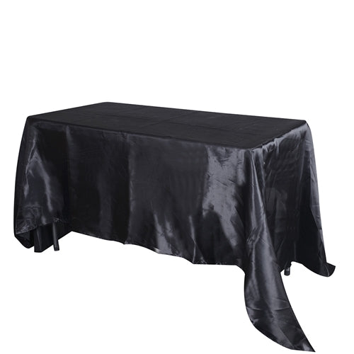 BLACK 60 Inch x 102 Inch Rectangular SATIN Tablecloths