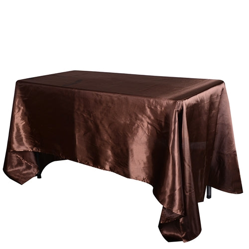 CHOCOLATE BROWN 60 Inch x 102 Inch Rectangular SATIN Tablecloths