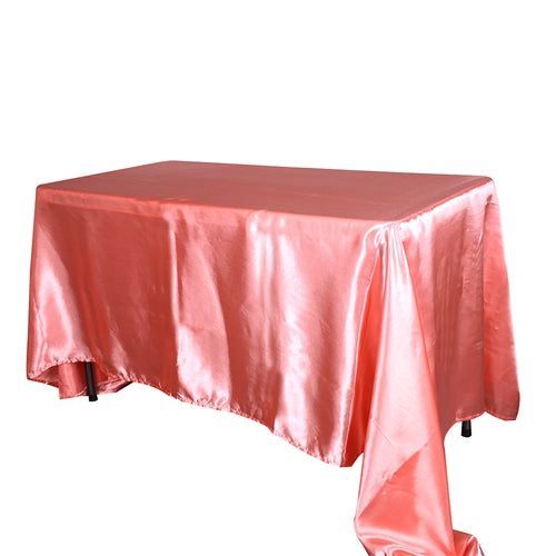 CORAL 60 Inch x 126 Inch Rectangular SATIN Tablecloths