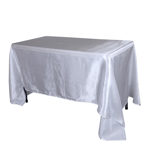 WHITE 90 Inch x 156 Inch Rectangular SATIN Tablecloths