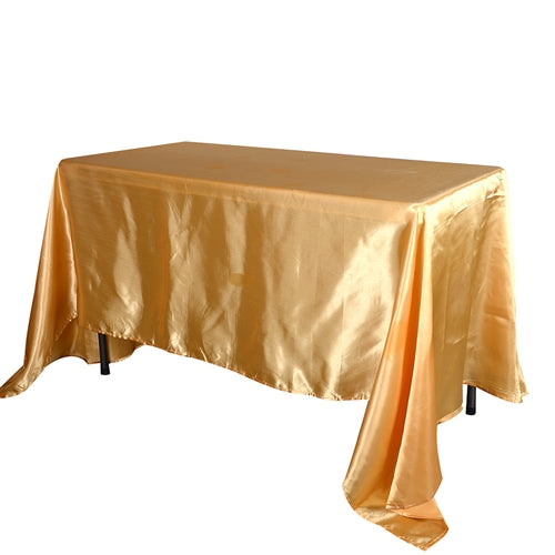 GOLD 90 Inch x 156 Inch Rectangular SATIN Tablecloths