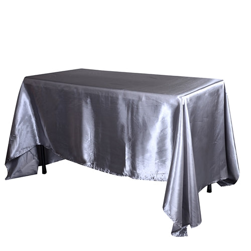 SILVER 90 Inch x 156 Inch Rectangular SATIN Tablecloths