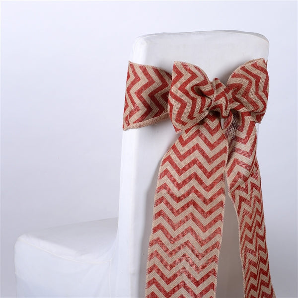 RED Chevron Burlap Chair Sash ( Pack of 5 )