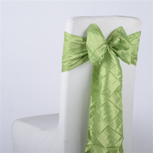 APPLE GREEN PINTUCK Chair Sashes 10 Pieces