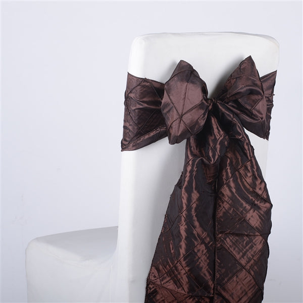 CHOCOLATE BROWN PINTUCK Chair Sashes 10 Pieces
