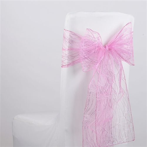 Light Pink Glitter ORGANZA Chair Sash 10 Pieces