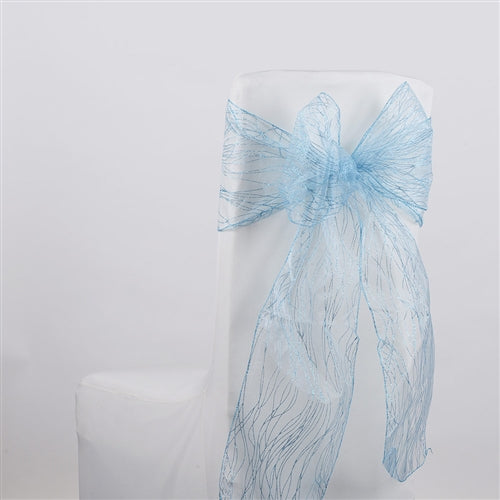 Light Blue Glitter ORGANZA Chair Sash 10 Pieces