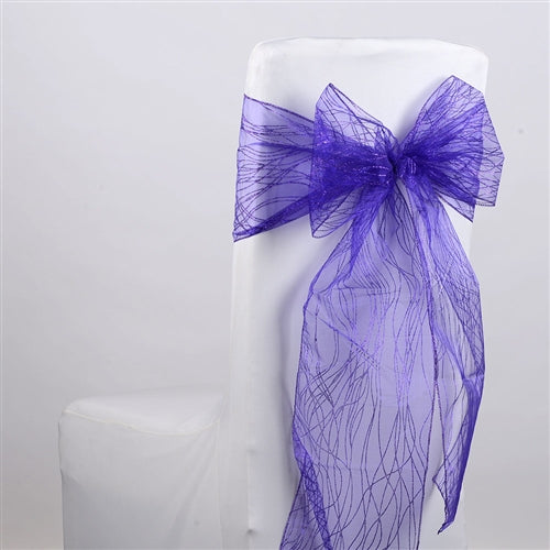 PURPLE Glitter ORGANZA Chair Sash 10 Pieces