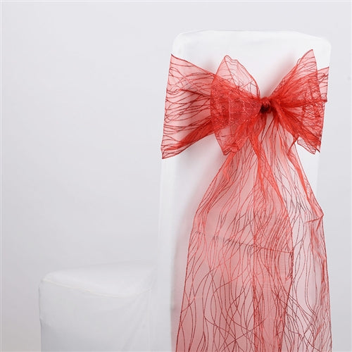 RED Glitter ORGANZA Chair Sash 10 Pieces