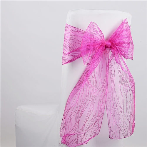 FUCHSIA Glitter ORGANZA Chair Sash 10 Pieces