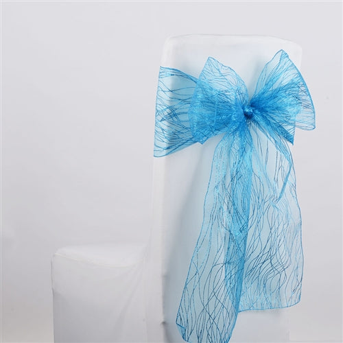 TURQUOISE Glitter ORGANZA Chair Sash 10 Pieces