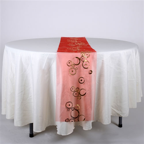 RED with GOLD Metallic ORGANZA Table Runner - XB34312