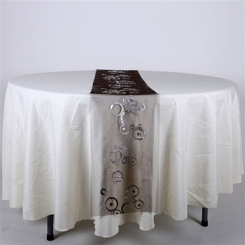 BLACK with SILVER Metallic ORGANZA Table Runner - XB34321