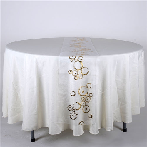 WHITE with GOLD Metallic ORGANZA Table Runner - XB34340