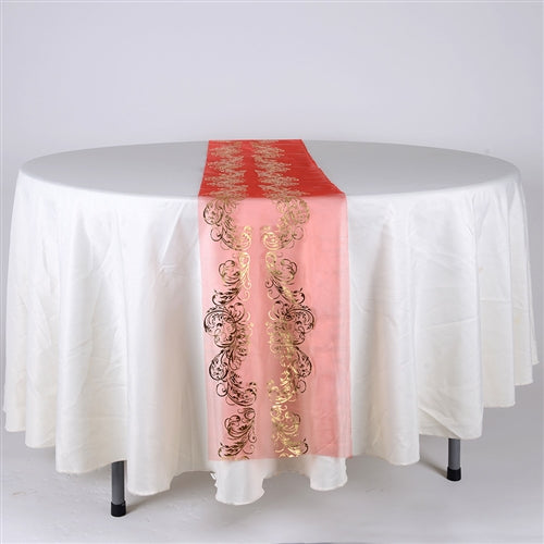 RED with GOLD Metallic ORGANZA Table Runner