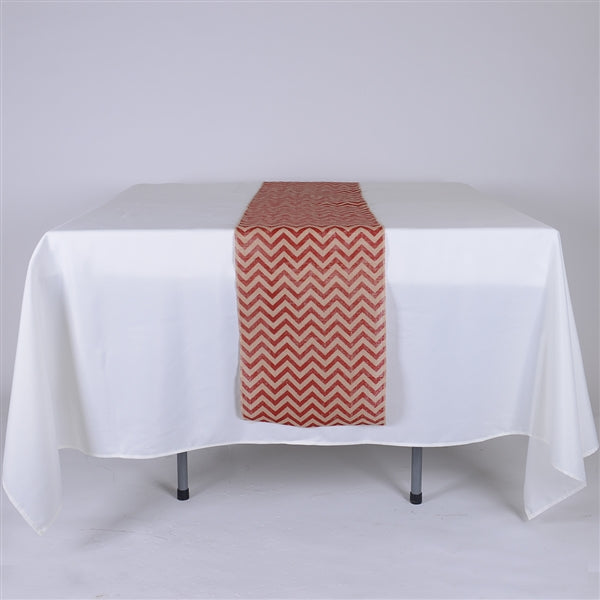 RED Chevron Burlap Table Runner