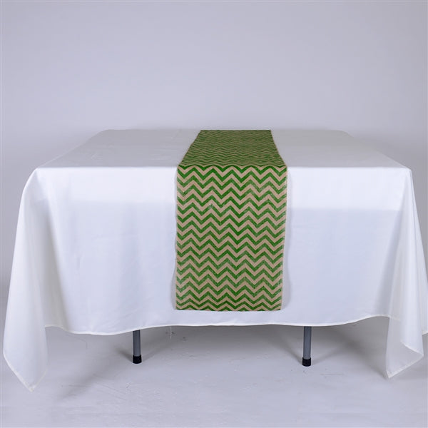 Green Chevron Burlap Table Runner