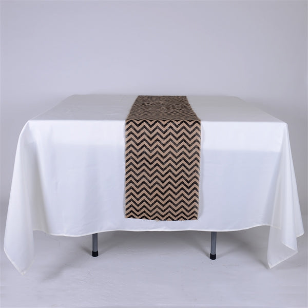 BLACK Chevron Burlap Table Runner