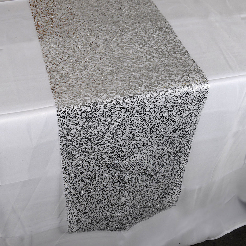 Silver Sequin Like Glitter Net Table Runner